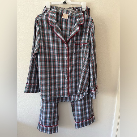 The Beaufort Bonnet Co 2 Pc Sleepwear Drawstring Button Down Plaid Large - Picture 7 of 7
